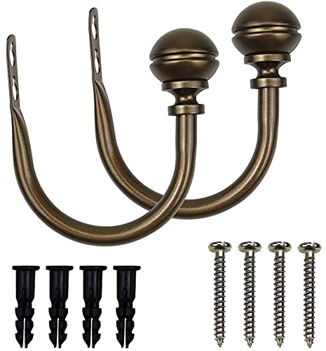 ANCLLO Dekorative Vorhang-Raffhalter, runde Endstücke, Fenster, Vorhanghalter, Bronze, 2 Stück, Braun