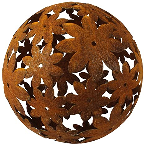 Manufaktur Lichtbogen Edelrost Gartenkugel Blume 30 cm