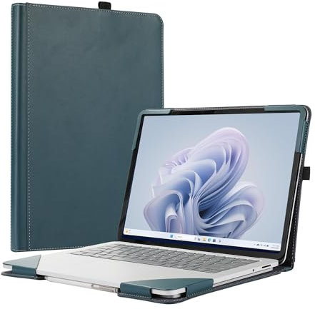 Surface Laptop Studio 2 (2023) / Studio (2022) Case - All-Inclusive Anti-Fall Protective Shell, 14.4 Inch PU Leather Inner Bag Cover (Plain Dark Green)