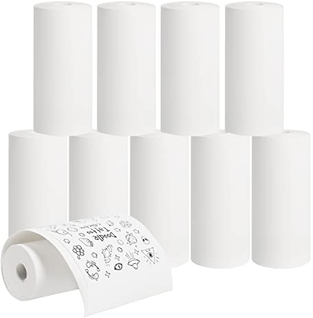 AURTEC Rouleaux de papier thermique 57 x 25 pour mini imprimante thermique, caisse enregistreuse, reçu de point de vente, papier noir et blanc sans encre, sans noyau, 10 rouleaux