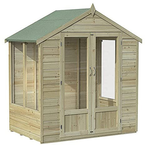 Forest Garden 6' x 4' Forest Oakley Double Door Apex Summer House (1.99m x 1.24m) Natural Timber