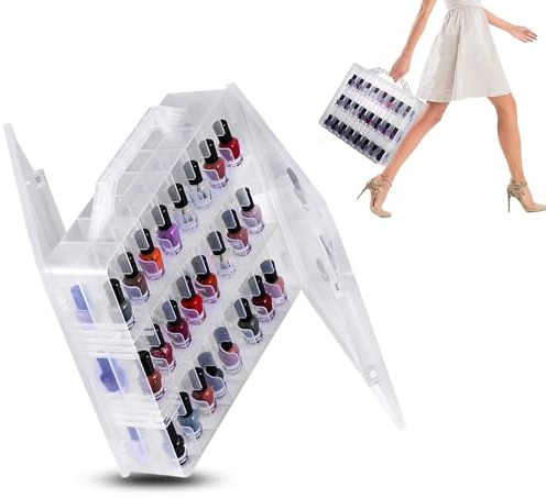 Transparenter Nagellack Aufbewahrungskoffer - Box, Ständer, Organizer für Home Salon und Nagel Zubehör - Für 48 Flaschen