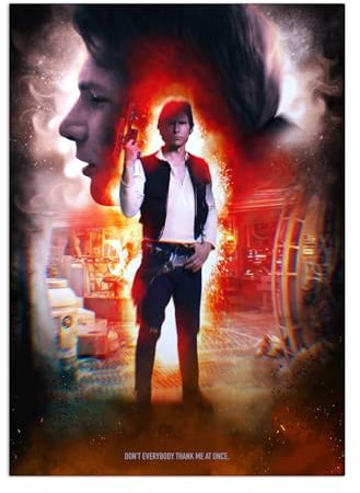 Displate Offiziell Star Wars MetallPoster Magnetische Befestigung Inklusive Lizenziert Bilder Hochwertiges Poster Star Wars - Main Characters - Han Solo Poster 45 cm x 32 cm