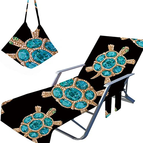 Highdi Schonbezug Liegestuhlauflage, Schonbezug für Gartenliege, 3D Strandliegenauflage mit Taschen, Mikrofaser Handtücher für Strandliegen Liegestuhl (Türkis,75x210cm)