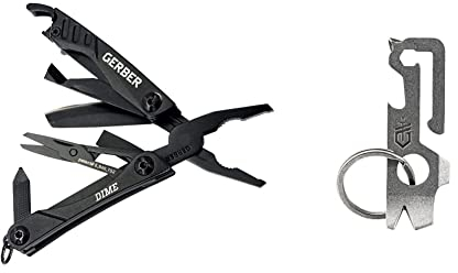 Gerber Multiherramienta con 12 funciones, Dime Pocket Multi-tool, Negro, 31-003610 + Herramienta multifunción y llavero, Mullet Solid State Tool, 31-003695