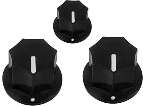 FLEOR 2 große 1 kleine JB Bass Knöpfe, Set Schwarze siebeneckige Kunststoff-Knöpfe für in den USA und Mexiko hergestellte JB Style Bässe, Schwarz