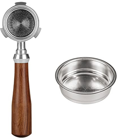 KOCAN 51 mm bodenloser Siebträger Kaffee bodenlos kompatibel mit DeLonghi Espressomaschinen EC680 und EC685 Palisandergriff (Filterkorb enthalten)