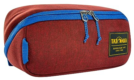 Tatonka Kulturbeutel Square Zip Pouch M (2L) - Aufklappbare Waschtasche mit 2 Reißverschluss-Netztaschen PFC/PFAS-frei - 10 x 25 x 9 cm (Tango red)