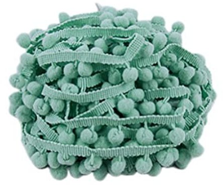 SHTGOI 5 Yards Pomponborte Bommelborte Bommel Fringe Band Fransenborte Pomponband Bommelband Pompom Fransenbesatz Pom Poms Quaste Borte Zierborrte für Kleidung Vorhang Dekoration Seeblau