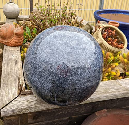 Generisch Kugel ø ca. 36 cm aus frostfesten Steinzeug Keramik- anthrazit grau glänzend glasiert Deko Garten