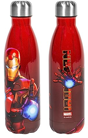 H&H Ironman Bouteille isotherme pour enfant, en acier inoxydable, décorée, 0,5 l, hermétique, sans BPA