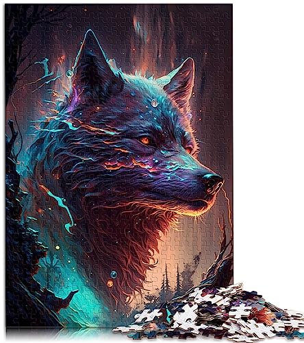 Puzzles für Erwachsene, fantasievoller Wolf, 1000 Teile, Holzpuzzles für Erwachsene und Kinder ab 12 Jahren, Lernspiel für Erwachsene, Kinder, Größe: 50x75 cm