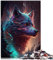 Puzzles für Erwachsene, fantasievoller Wolf, 1000 Teile, Holzpuzzles für Erwachsene und Kinder ab 12 Jahren, Lernspiel für Erwachsene, Kinder, Größe: 50x75 cm