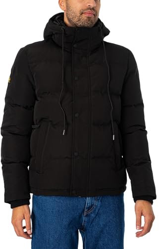 Superdry Herren Everest Short Hooded Puffer Jacke, Jet Black, Large