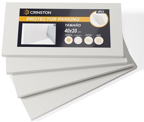 CRINSTON Garagensäulenschutz | 4 Stück | selbstklebender Wandschutz - Tür- und Stoßstangenschutz fürs Auto, verhindert Stöße und Kratzer (40 x 20 x 2 cm) (weiß)