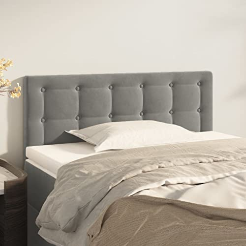 Youuihom Wandschutz Kopfteil, Bettgestell Kopfteil, Bett-Rückwände, Kopfteil Hellgrau 100x5x78/88 cm Samt Geeignet für Schlafzimmer, Gästezimmer, Wohnungen, Hotels, B&Bs