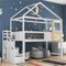 Hausbett 90x200 cm Kinderbett Mit Fenster Und Treppe Mit 3 Schubladen Hochbett Mit Fallschutz Und Lattenrost Jugendbett Für Kinder Jugendliche Weiß