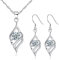 Deyanse Silver Jewellery Set for Women, 925 Sterling Silver Angel Wing Jewellery Set, Silver Drop Dangle Hook Earrings & Necklace Pendant Set, Jewellery for Wife Girlfriend for Christmas Birthday