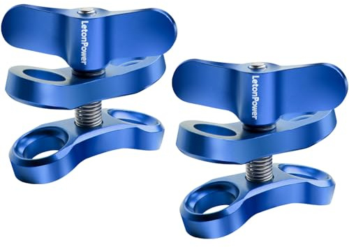LetonPower 2-Hole 1 Aluminum Ball Clamp Mount (2-Pack) - 360° Rotating Underwater Bracket for Diving Light Arms & Camera Trays, Saltwater-Resistant Adapter for Scuba Photography/Videography Gear