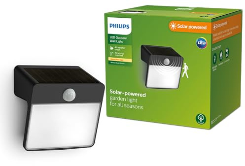 PHILIPS Enkara Solar-Außenwandleuchte mit Hausnummer, 0,2W, 2700K, schwarz, IP44 wetterfest