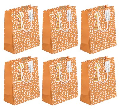 Clairefontaine 32505-3Cpack - Packung 6 Geschenktasche - Tüte Kraft, Format M (21,5x10,2x25,3 cm), 210g, geeignet für Geschenke, Safari Gelb - Weiß, 1 Pack