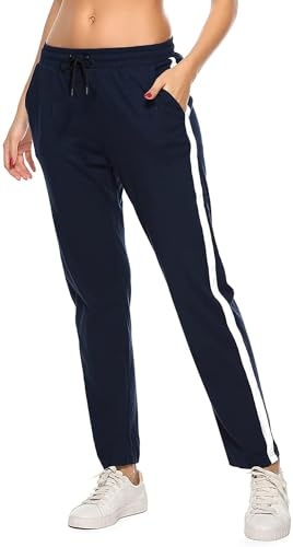 FGFD&OU Jogginghose Damen Sporthose Baumwolle für Frauen Sweathose Laufhosen Trainingshosen Jogger Sweatpants Lang Mädchen Freizeithose mit Streifen Für Sport Yoga Fitness