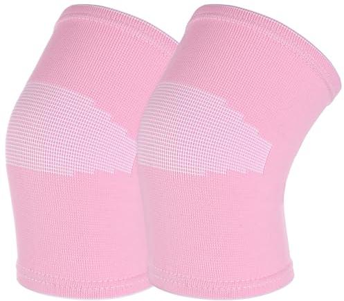 WLLHYF, 1 paio di ginocchiere per bambini, ginocchiere, traspiranti, elastiche, morbide, per bambini, ragazze, ragazzi, adolescenti, basket, pallavolo, sport (rosa, M)