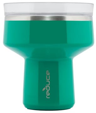 REDUCE Vaso Saltini de 16 onzas, vaso aislado al vacío con tapa de 360 grados, mantiene las bebidas frías hasta 10 horas, acero inoxidable, apto para lavavajillas, sin BPA, hoja de palma