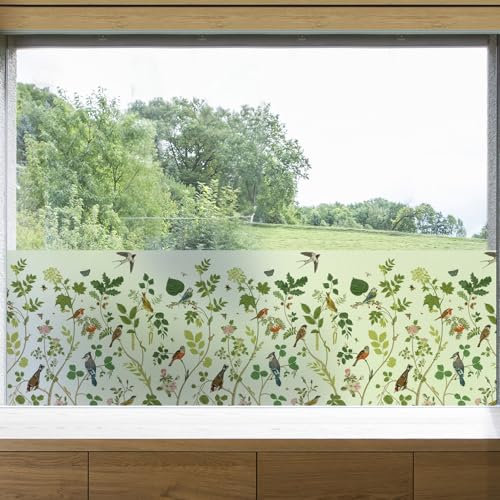 dktie Fensterfolie Blickdicht Sichtschutzfolie Fenster Milchglasfolie Fensterfolie Bunt Statisch Haftend Anti-UV Kein Kleber Wiederverwendbar Geeignet für Wohnzimmer, Schlafzimmer (01, 44.5x200cm)