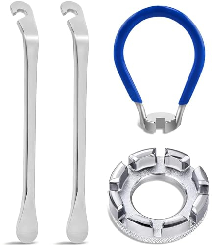 Fixinus Juego de 4 llaves para radios de bicicleta, tamaño 10-15, universal, para centrador, tensor de pezones, llave tensora con elevador de neumáticos de bicicleta, llave de radios, herramientas de