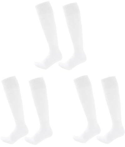 LURVOUS 3 Pares Medias de Fútbol para Niños, Calcetines Fútbol Blancos Niños, Calcetines Deportivos Calcetines Altos Calcetines Largos de Baloncesto Rugby Tenis para Niños Niñas, 5-12 Años