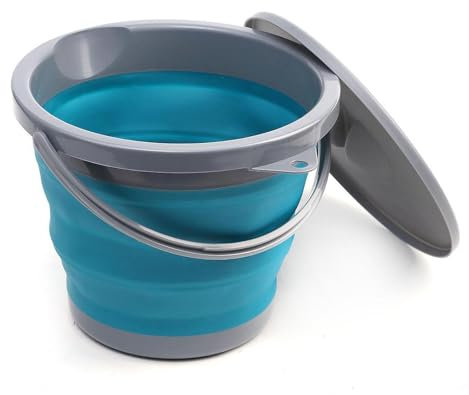 Collapsible Bucket, Foldable Bucket 5l Plastic Bucket Flexible Cleaning Bucket Small Bucket with Lid Portable Folding Water Bucket for Camping Outdoor Fishing