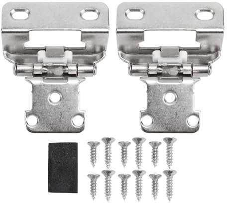 2Pcs Self Closing Cabinet Hinge 1/2in Enhanced Safety Steel Semi Wrap Overlay Cupboard Door Hinge for Kitchen Bathroom RV Boat Campervan (Champagne)