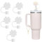 5 PCS Straw Cover, Flower Straw Covers Toppers for Stanley Cups 30&40 Oz Tumbler Accessories, Reusable Drinking Straw Tips Lids, Dust-Proof Straw Caps for Water Bottles, 10mm 0.4in, White