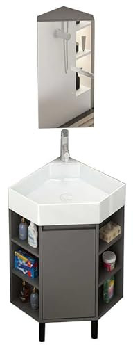 SXSYTR Vasque d'angle, Lavabo De Salle De Bain, en Céramique, Mini Lavabo, Lavabo À Poser, Lavabo De Salle De Bain avec Conteneur De Stockage, Meuble Lave Main WC Suspendu(51cm)