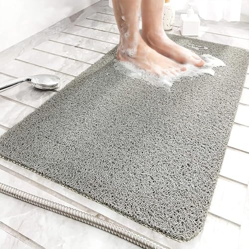 Alfombrilla de Ducha Antideslizante 40 x 60 cm, Alfombrilla de lufa para baño con Agujeros de Drenaje Antimoho Antibacteriano Alfombra Baño PVC para baño y Zonas húmedas