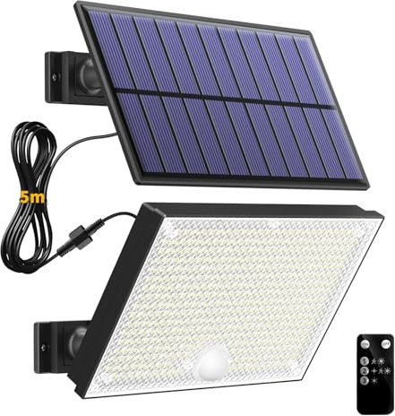 Solarlampen für Außen,400LED Solarlampen für Außen mit Bewegungsmelder,3 Modi Solar Bewegungsmelder Aussen Wasserdicht,Kaltes Weiß Led Solar Strahler Außen für Sicherheit Und Beleuchtung(1 Stück)