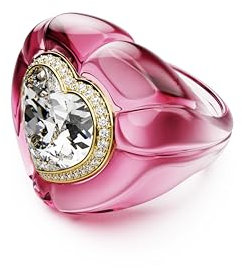 Swarovski Anello cocktail Dulcis, Taglio Heart, Pavé, Cuore, Rosa