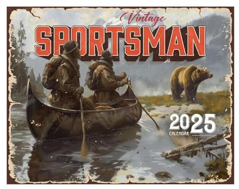 Vintage Jagd Wandkalender 2025, monatlicher Organizer für Termine und