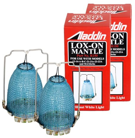 Aladdin Lox-on R150 Oil Lamp Mantle for Brighter and Cleaner Light, Set of 2