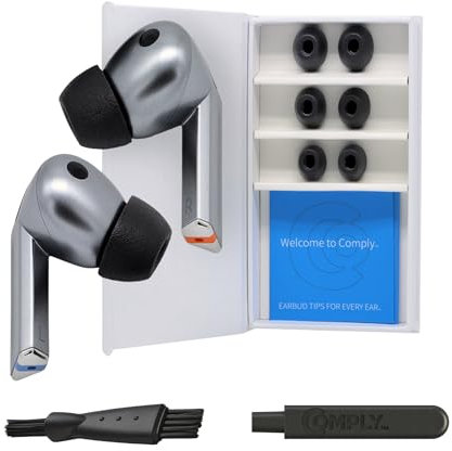 Comply TrueGrip Premium Memory Foam Ohrstöpsel für Samsung Galaxy Buds 3 Pro – S/M/L, Schwarz (3 Paar) – kleine Strumpffüller, komfortable Geräuschisolierung mit Entfernungs-Reinigungswerkzeug