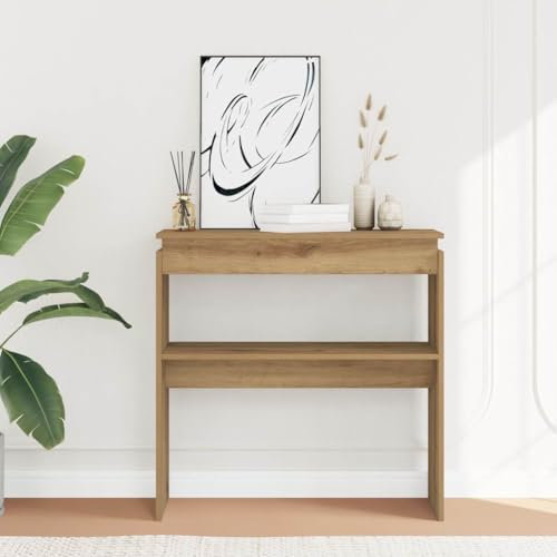 HOMTAKIE Table Console chêne Artisanal 80x30x80 cm Bois d'ingénierie