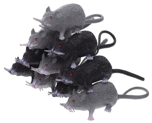 IMIKEYA 10 Stück realistische Ratten Halloween Deko Gefälschte Ratte Streiche Maus Spielzeug Fake Ratte Horror für Halloween Party