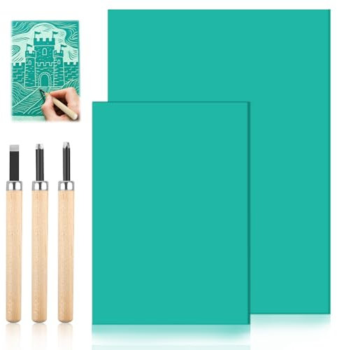 Plancha de Linóleo para Grabado de Goma A4 A5, Bloques de linóleo de goma Grabado, Sello Grabado Placa de Linóleo de Goma Blanda para Grabar Estampar Proyectos de Impresión