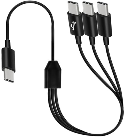 HTGuoji 3 in 1 USB C Splitter Cable (1meter) | USB-C Male to 3 Male 5V/2A Fast Charging & Data Sync Type C Cord for Phone, Tablet, Laptop, Game Controller, PS5, DJI Drone