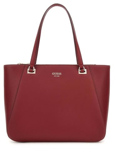 GUESS Calebra Tote Shoulder Bag with Laptop Compartment Rust Red Dark Red