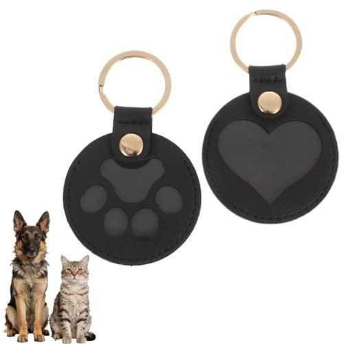 Ciieeo 2er-Set Tierhaar Schlüsselanhänger aus Kunstleder | Herz & Pfote Andenken an Haustiere | Personalisiertes Geschenk für Hunde- & Katzenliebhaber | Fell Aufbewahrung & Glücksbringer für unterwegs