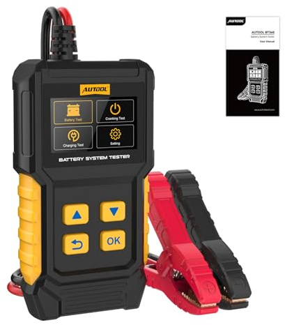 AUTOOL BT360 Car Battery Tester, 12V 24V Alternator Charging & Cranking Test 30-2000 CCA, 2.4 Color LCD Battery Monitor, Digital Automotive Analyzer for Vehicle Truck Boat and More