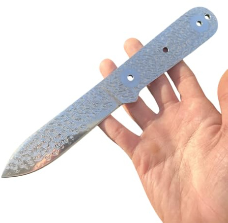 Obespina Couteau lame fixe vierge nue blank acier damas suminagashi custom création a monter artisanat camping luxe collection edc #321