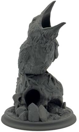 Rabe auf Totenkopf Würfelturm für Würfel bis 25mm | DND Raven Dice Tower Made in Germany | Tabletop RPG Pen & Paper DSA Gothic Fantasy | Deko zum Bemalen | Geschenk Rollenspieler